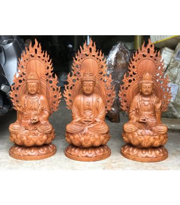 Tây Phương Tam Thánh Ngồi Có Lá Đề Cao 60