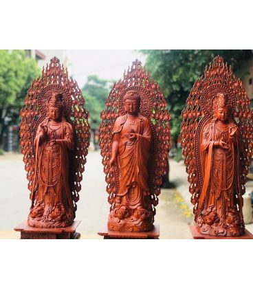 Bộ Tượng Tây Phương Tam Thế Phật Gỗ Hương