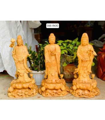 Tượng Tây Phương Tam Thánh Đứng Đế Đài Sen Có Mây