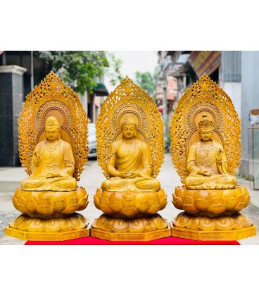 Tây Phương Tam Thánh Phật Ngồi Cao 88 Hàng Nghệ Nhân Chế Tác
