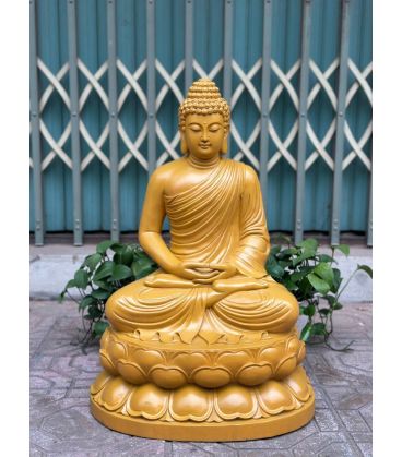 Bổn Sư Thích Ca Tọa Đài Sen Cao 50 Gỗ Gõ Vàng