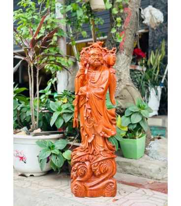 Tượng Gỗ Sư Tổ Bồ Đề Đạt Ma Quá Hải Cao 80cm Gỗ Hương Đá