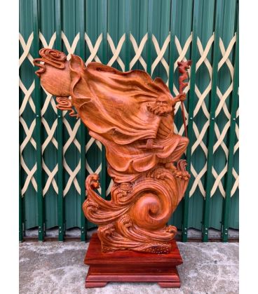 Tượng Đạt Ma Sư Tổ Bay Qua Sông Tuyệt Đỉnh - Gỗ Hương Ta Liền Khối