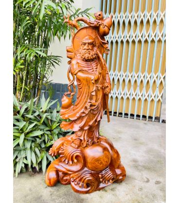 Tượng Đạt Ma Sư Tổ Quá Hải - Gỗ Hương Ta Liền Khối Cao 86cm