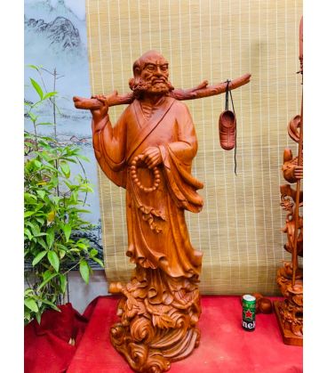 Tượng Gỗ Sư Tổ - Đạt Ma Quá Hải Đục Tay Kỹ Cao 120cm