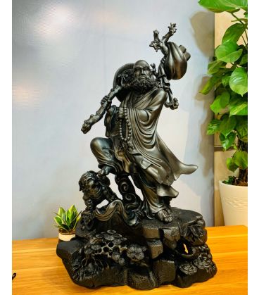 Tượng Đạt Ma Sư Tổ Phục Nghê - Gỗ Mun Sừng Cao 90cm
