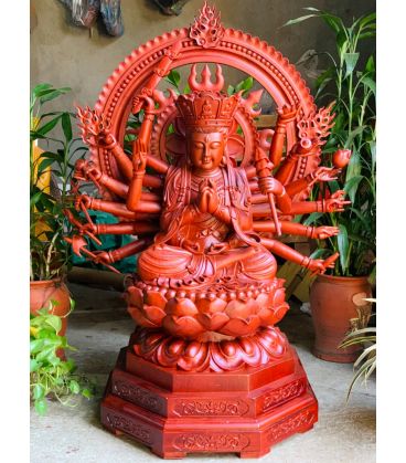 Tượng Gỗ Bồ Tát Chuẩn Đề Gỗ Hương Đá Cao 110cm