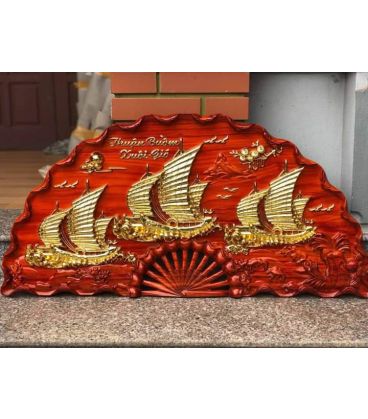 Tranh Quạt Gỗ Thuận Buồn Xuôi Gió